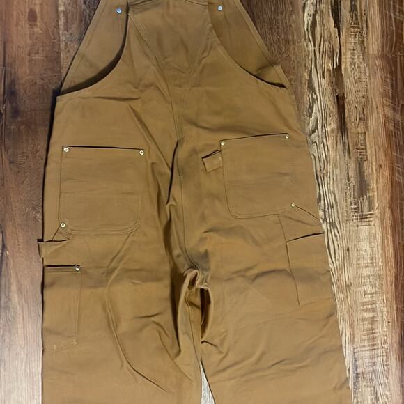 NWOT Carhartt Mens Tan Duck Overalls Men’s Size 42x28 - Picture 7 of 9